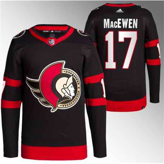 Men Ottawa Senators 17 Zack MacEwen Black Premier Breakaway Stitched Jersey